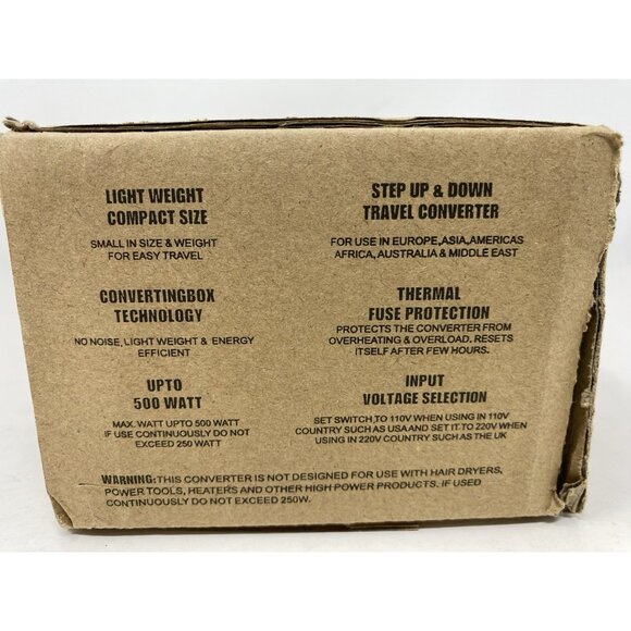 LiteFuze LC-500 US 500W Travel Voltage Converter - USA Cord - Step Up/Down NEW - Picture 10 of 10
